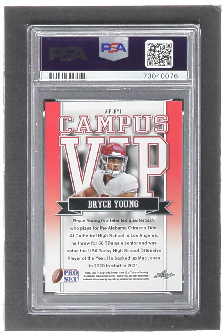 Bryce Young 2022 Leaf Pro Set Metal Draft Prospects Campus VIP Wave Purple #VIPBY1 RC (PSA 10) at PristineAuction.com Bryce Young 2022 Leaf Pro Set Metal Draft Prospects Campus VIP Wave Purple #VIPBY1 RC (PSA 10) at PristineAuction.com
