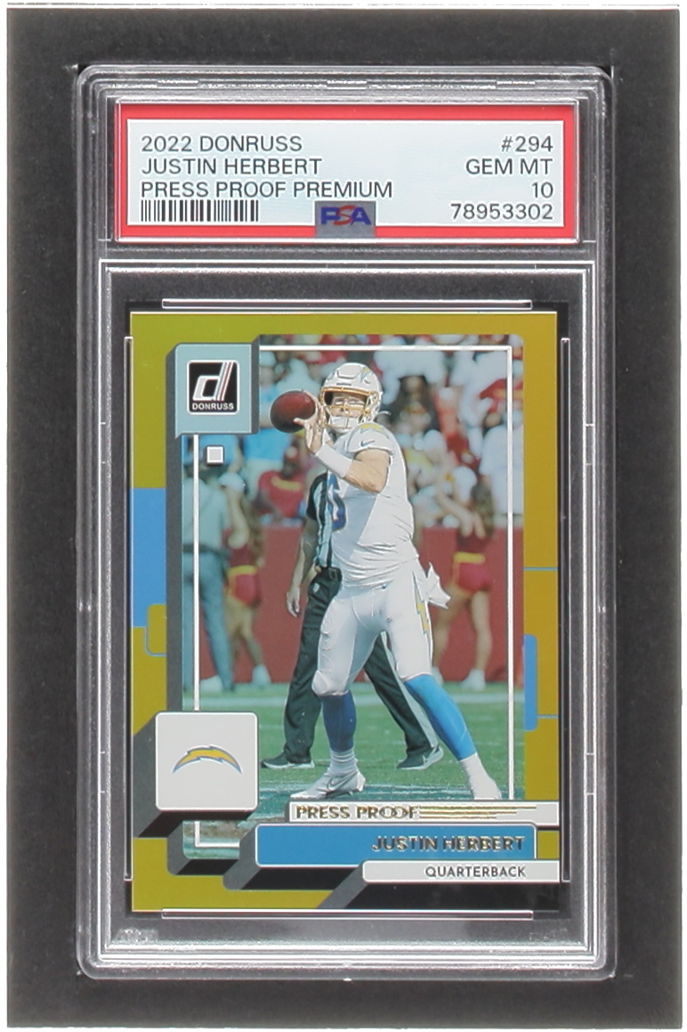 Justin Herbert 2022 Donruss Press Proof Premium #294 (PSA 10) at PristineAuction.com Justin Herbert 2022 Donruss Press Proof Premium #294 (PSA 10) at PristineAuction.com