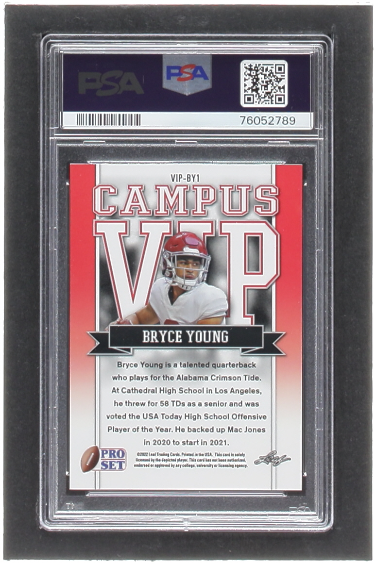 Bryce Young 2022 Leaf Pro Set Metal Draft Prospects Campus VIP Crystal Blue #VIPBY1 RC (PSA 10) at PristineAuction.com Bryce Young 2022 Leaf Pro Set Metal Draft Prospects Campus VIP Crystal Blue #VIPBY1 RC (PSA 10) at PristineAuction.com