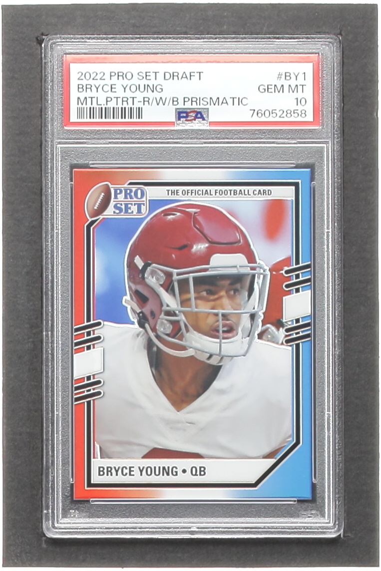 Bryce Young 2022 Leaf Pro Set Metal Draft Prospects Portraits Prismatic Red White and Blue #PSPBY1 RC (PSA 10) at PristineAuction.com Bryce Young 2022 Leaf Pro Set Metal Draft Prospects Portraits Prismatic Red White and Blue #PSPBY1 RC (PSA 10) at PristineAuction.com