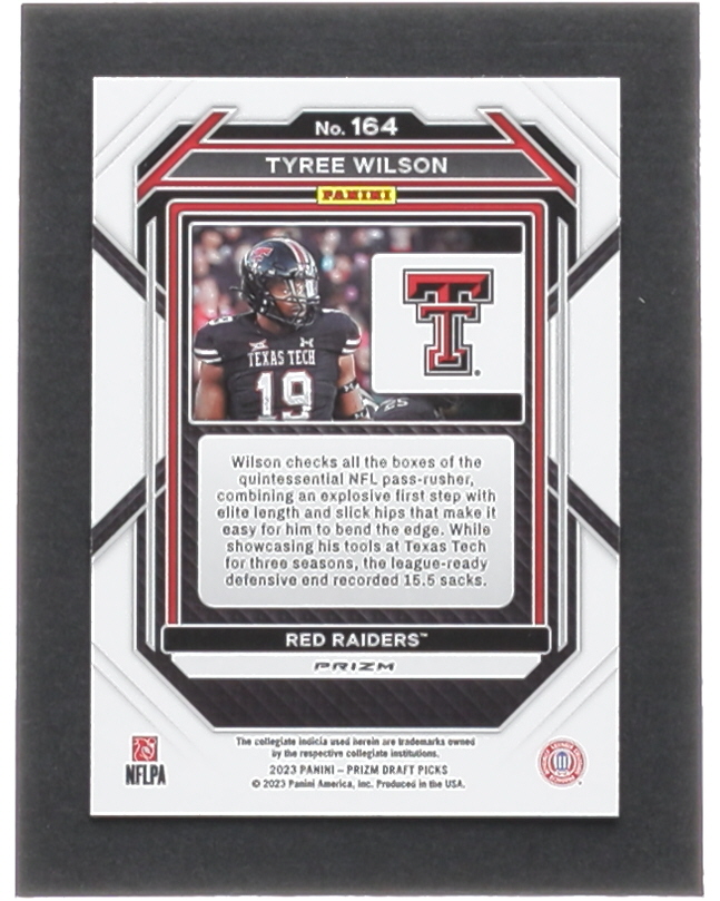 Tyree Wilson 2023 Panini Prizm Draft Picks Prizms Ruby Wave #164 RC at PristineAuction.com Tyree Wilson 2023 Panini Prizm Draft Picks Prizms Ruby Wave #164 RC at PristineAuction.com