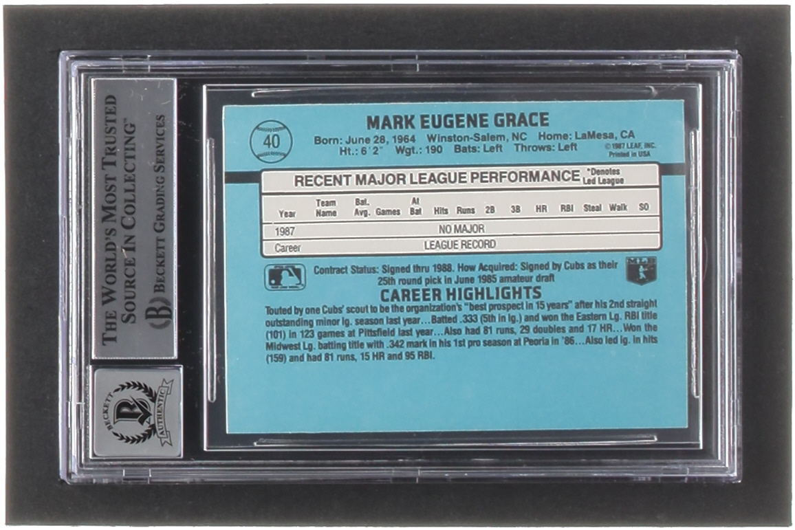 Mark Grace Signed 1988 Donruss #40 RC (BGS | Auto Grade 10) at PristineAuction.com Mark Grace Signed 1988 Donruss #40 RC (BGS | Auto Grade 10) at PristineAuction.com