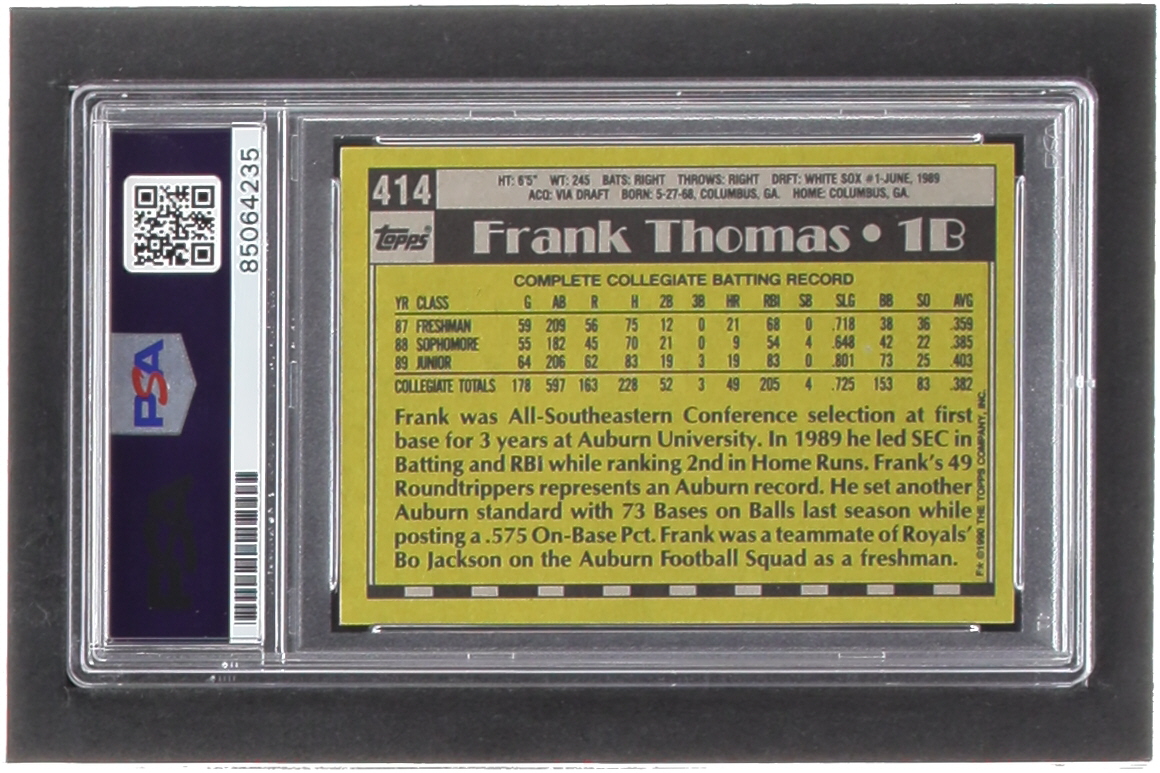 Frank Thomas Signed 1990 Topps #414B RC Reprint (PSA | Auto 10) at PristineAuction.com Frank Thomas Signed 1990 Topps #414B RC Reprint (PSA | Auto 10) at PristineAuction.com