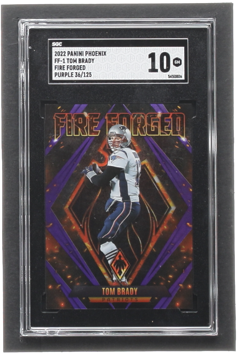 Tom Brady 2022 Panini Phoenix Fire Forged Purple #1 #036/125 (SGC 10) at PristineAuction.com Tom Brady 2022 Panini Phoenix Fire Forged Purple #1 #036/125 (SGC 10) at PristineAuction.com