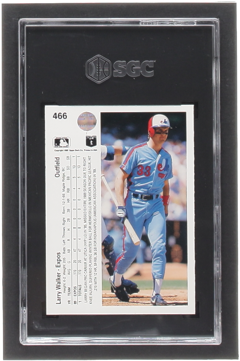 Larry Walker 1990 Upper Deck #466 RC (SGC 9.5) at PristineAuction.com Larry Walker 1990 Upper Deck #466 RC (SGC 9.5) at PristineAuction.com