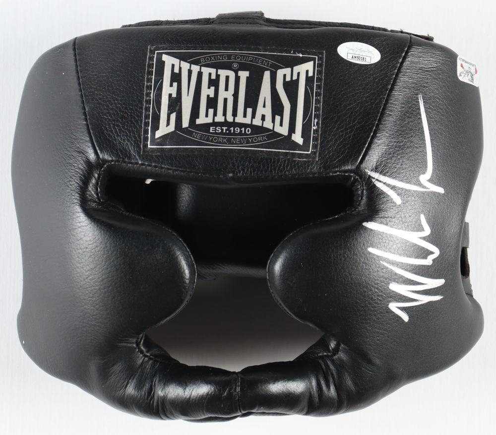 Mike Tyson Signed Everlast Leather Boxing Professional Headgear with