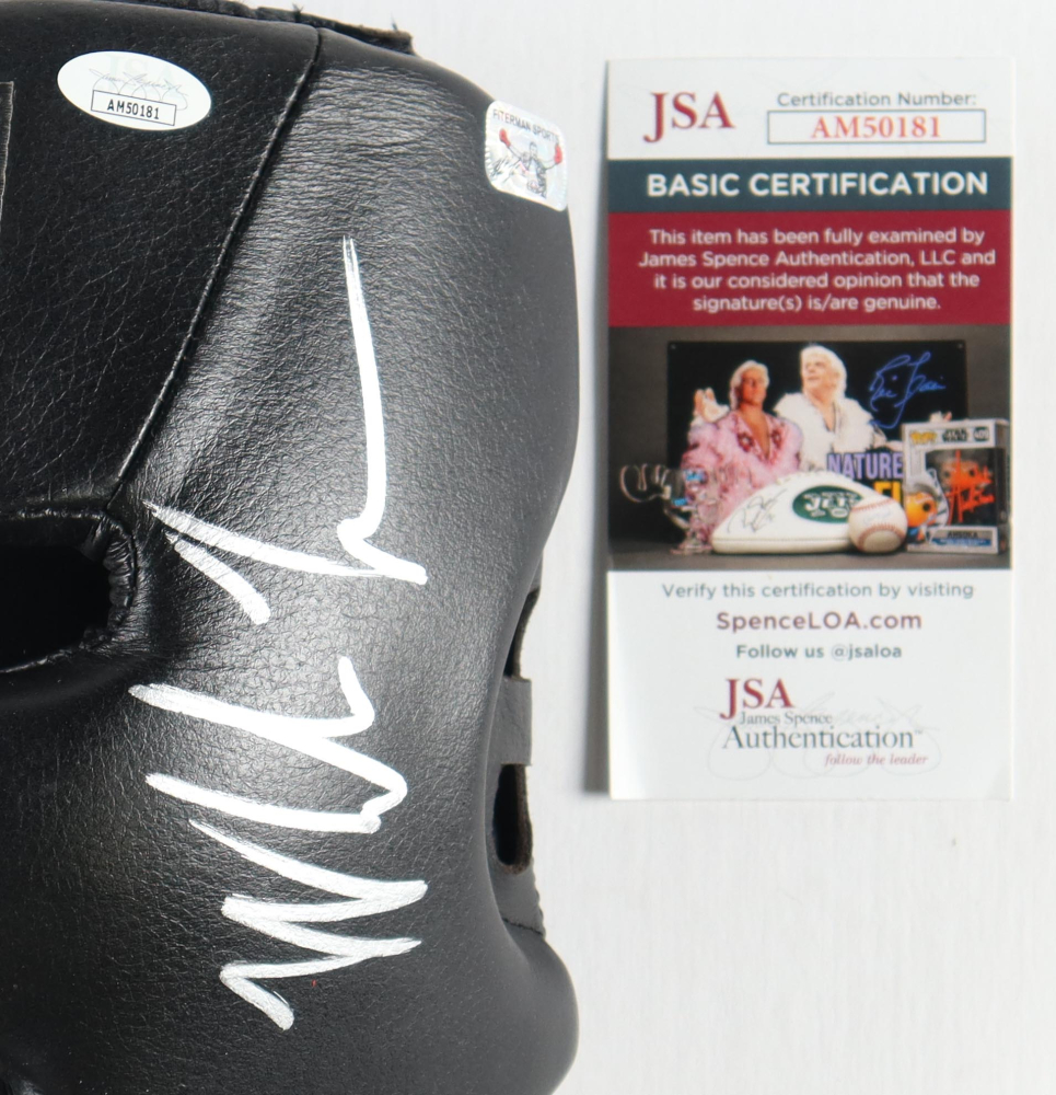 Mike Tyson Signed Everlast Leather Boxing Professional Headgear with