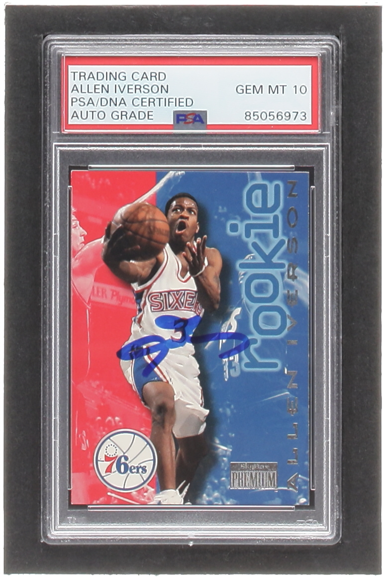 Allen Iverson Signed 1996-97 SkyBox Premium #216 ROO RC (PSA | Auto 10) at PristineAuction.com Allen Iverson Signed 1996-97 SkyBox Premium #216 ROO RC (PSA | Auto 10) at PristineAuction.com