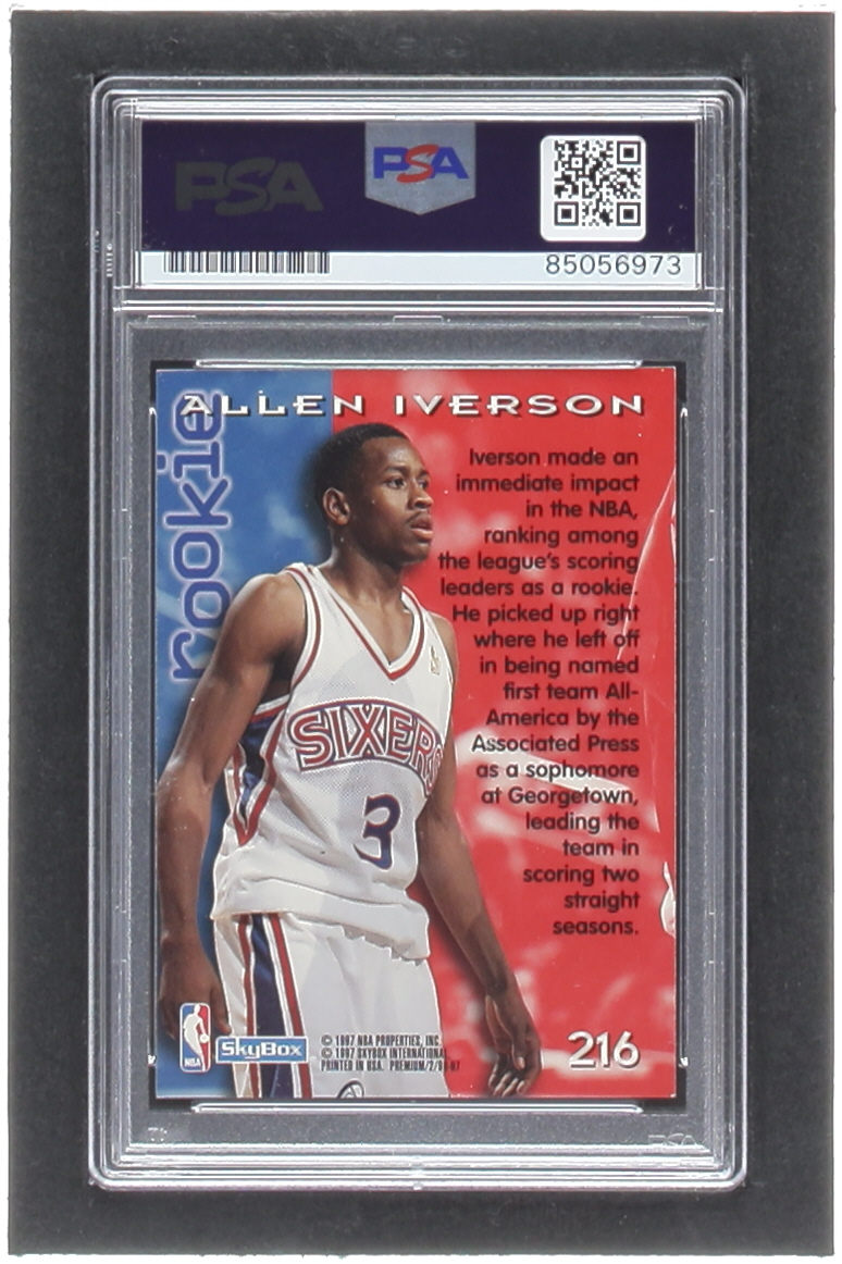 Allen Iverson Signed 1996-97 SkyBox Premium #216 ROO RC (PSA | Auto 10) at PristineAuction.com Allen Iverson Signed 1996-97 SkyBox Premium #216 ROO RC (PSA | Auto 10) at PristineAuction.com