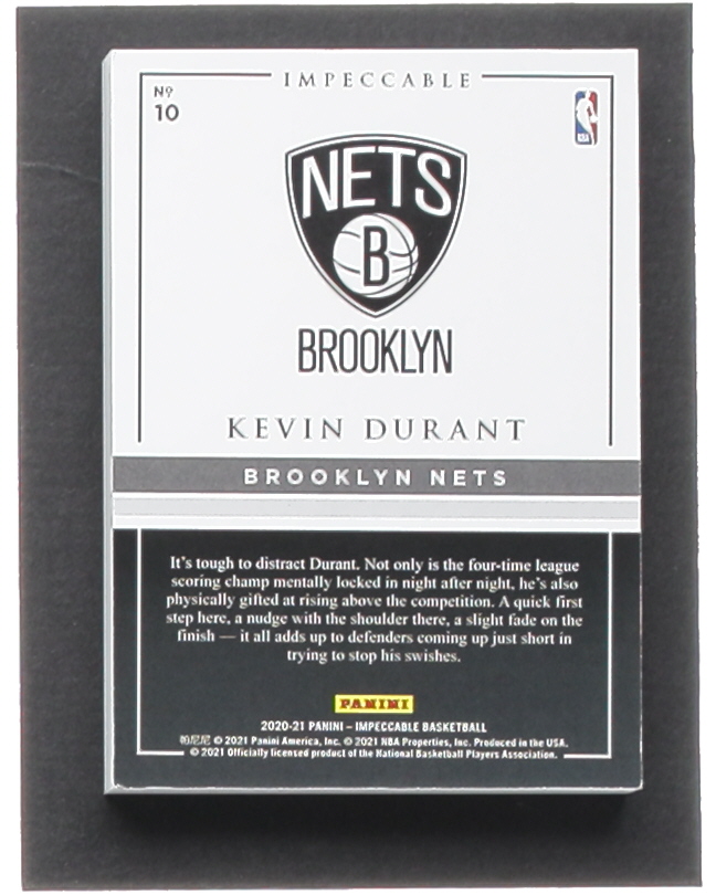 Kevin Durant 2020-21 Panini Impeccable Silver NBA Logo FOTL #10 #05/15 at PristineAuction.com Kevin Durant 2020-21 Panini Impeccable Silver NBA Logo FOTL #10 #05/15 at PristineAuction.com
