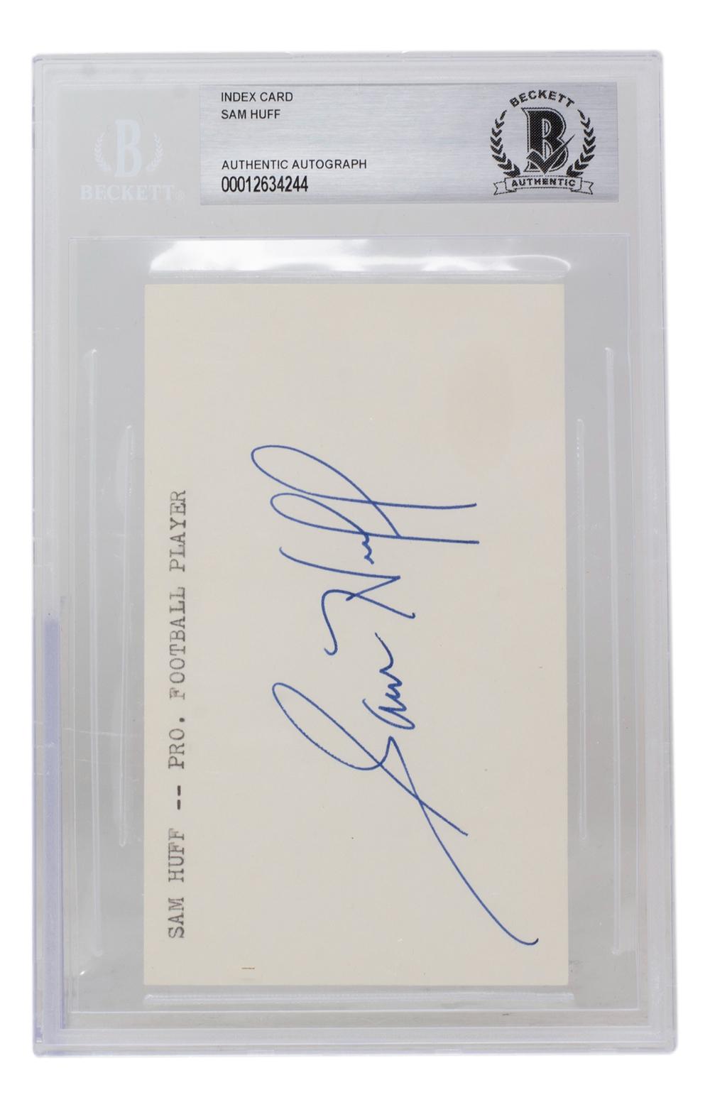 Sam Huff Signed Index Card (BAS) at PristineAuction.com Sam Huff Signed Index Card (BAS) at PristineAuction.com