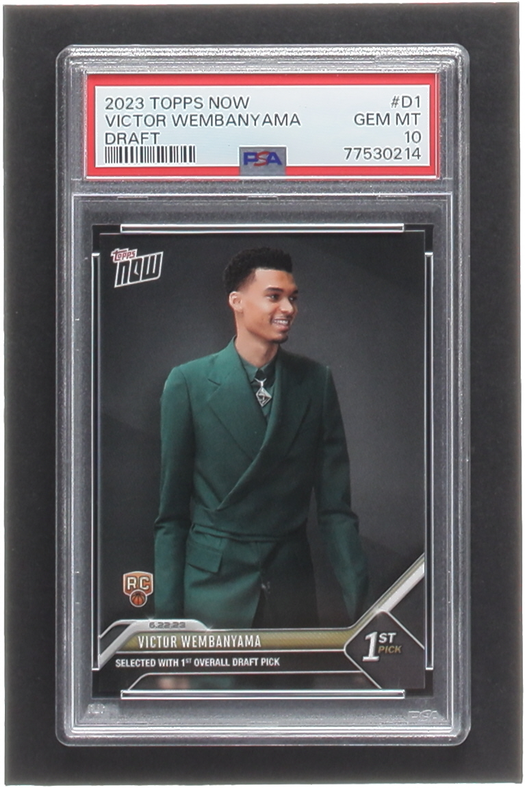 Victor Wembanyama 2023 Topps Now Draft #D1 RC (PSA 10) at PristineAuction.com Victor Wembanyama 2023 Topps Now Draft #D1 RC (PSA 10) at PristineAuction.com