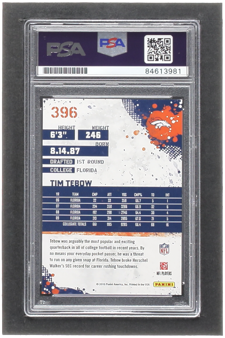 Tim Tebow Signed 2010 Score #396 RC (PSA | Auto Grade 10) at PristineAuction.com Tim Tebow Signed 2010 Score #396 RC (PSA | Auto Grade 10) at PristineAuction.com