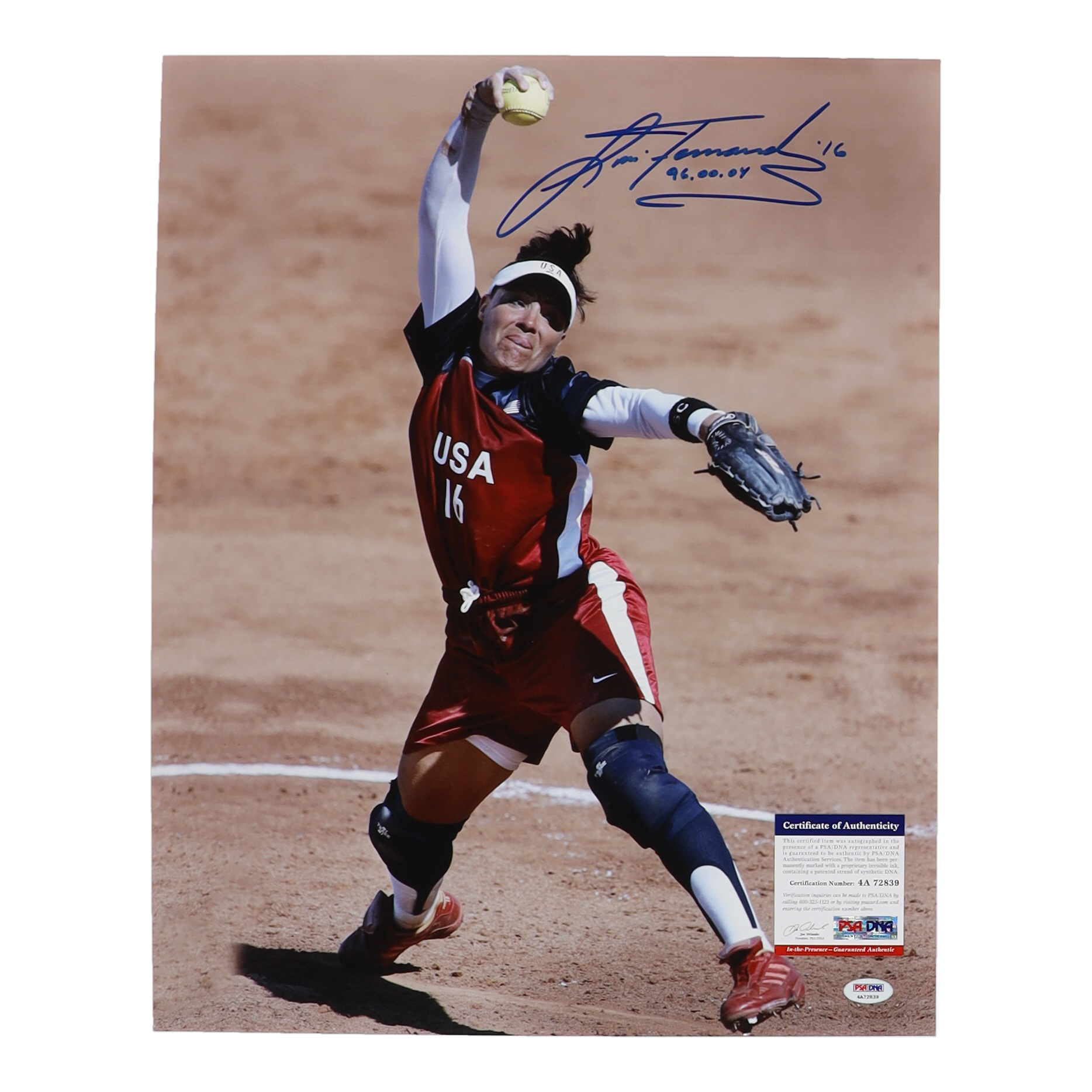 Lisa Fernandez Signed Team USA 16x20 Photo Inscribed "96.00.04" (PSA) at PristineAuction.com Lisa Fernandez Signed Team USA 16x20 Photo Inscribed "96.00.04" (PSA) at PristineAuction.com