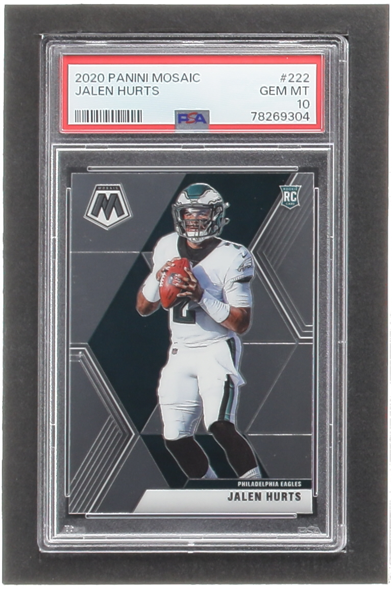 Jalen Hurts 2020 Panini Mosaic #222 RC (PSA 10) at PristineAuction.com Jalen Hurts 2020 Panini Mosaic #222 RC (PSA 10) at PristineAuction.com