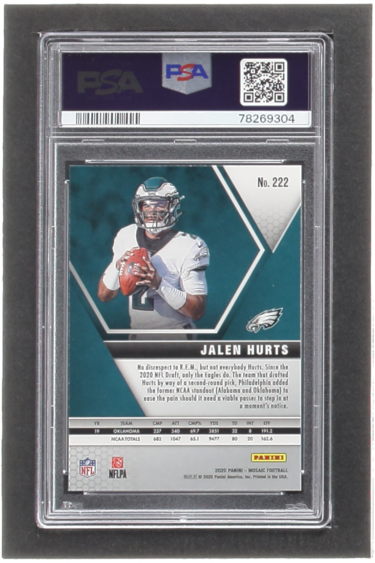 Jalen Hurts 2020 Panini Mosaic #222 RC (PSA 10) at PristineAuction.com Jalen Hurts 2020 Panini Mosaic #222 RC (PSA 10) at PristineAuction.com