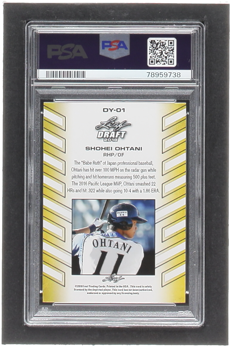 Shohei Ohtani 2018 Leaf Ohtani Draft Year #DY01 RC (PSA 9) at PristineAuction.com Shohei Ohtani 2018 Leaf Ohtani Draft Year #DY01 RC (PSA 9) at PristineAuction.com