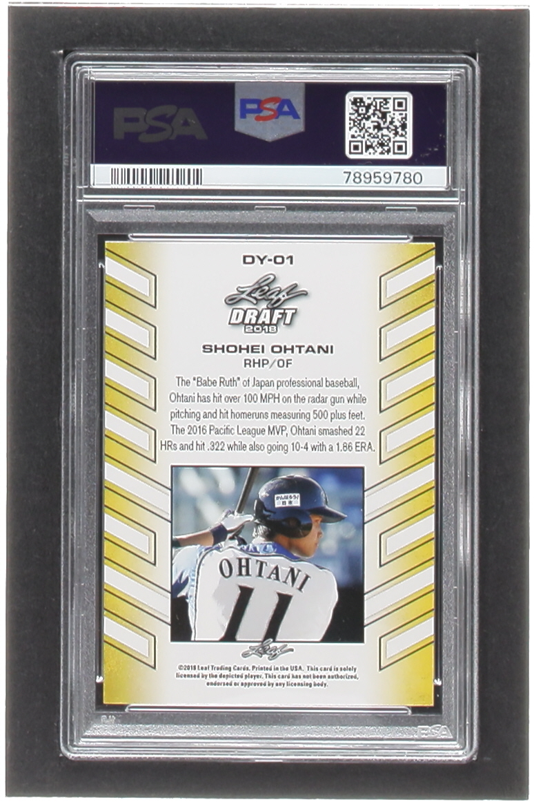 Shohei Ohtani 2018 Leaf Ohtani Draft Year #DY01 RC (PSA 10) at PristineAuction.com Shohei Ohtani 2018 Leaf Ohtani Draft Year #DY01 RC (PSA 10) at PristineAuction.com