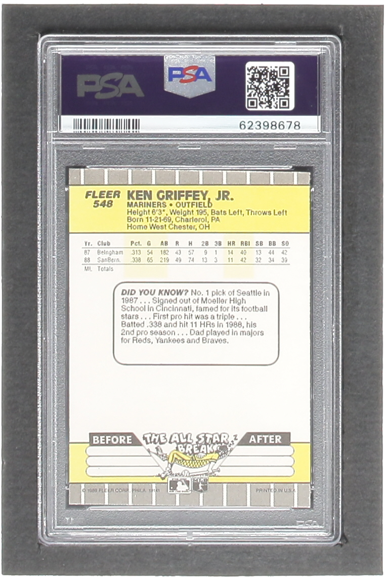 Ken Griffey Jr. 1989 Fleer #548 RC (PSA 9) at PristineAuction.com Ken Griffey Jr. 1989 Fleer #548 RC (PSA 9) at PristineAuction.com