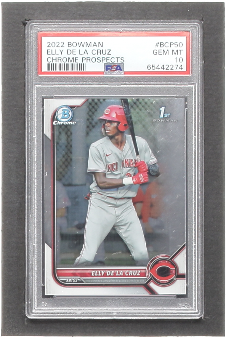 Elly De La Cruz 2022 Bowman Chrome Prospects #BCP50 RC (PSA 10) at PristineAuction.com Elly De La Cruz 2022 Bowman Chrome Prospects #BCP50 RC (PSA 10) at PristineAuction.com