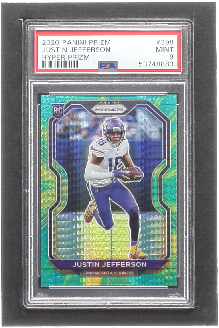 Justin Jefferson 2020 Panini Prizm Prizms Hyper #398 #006/175 RC (PSA 9) at PristineAuction.com Justin Jefferson 2020 Panini Prizm Prizms Hyper #398 #006/175 RC (PSA 9) at PristineAuction.com