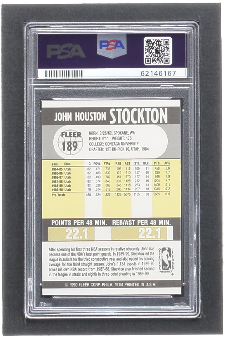 John Stockton 1990-91 Fleer #189 (PSA 9) at PristineAuction.com John Stockton 1990-91 Fleer #189 (PSA 9) at PristineAuction.com
