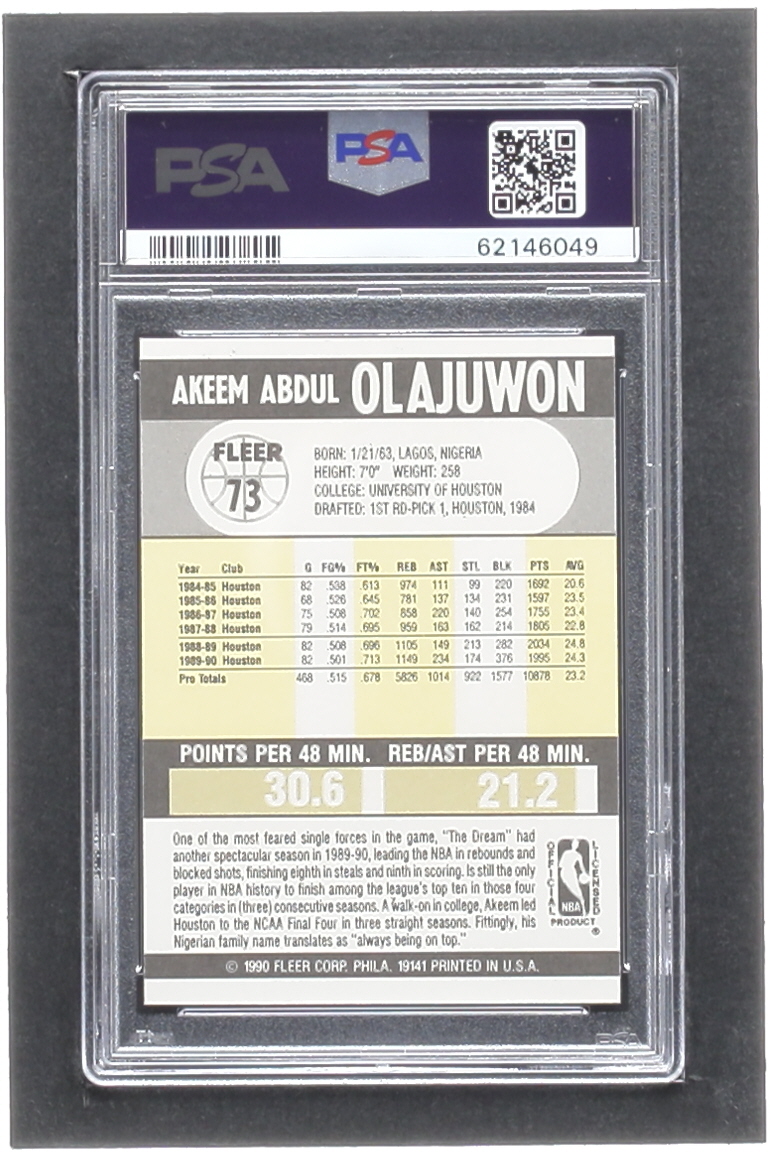 Hakeem Olajuwon 1990-91 Fleer #73 (PSA 9) at PristineAuction.com Hakeem Olajuwon 1990-91 Fleer #73 (PSA 9) at PristineAuction.com