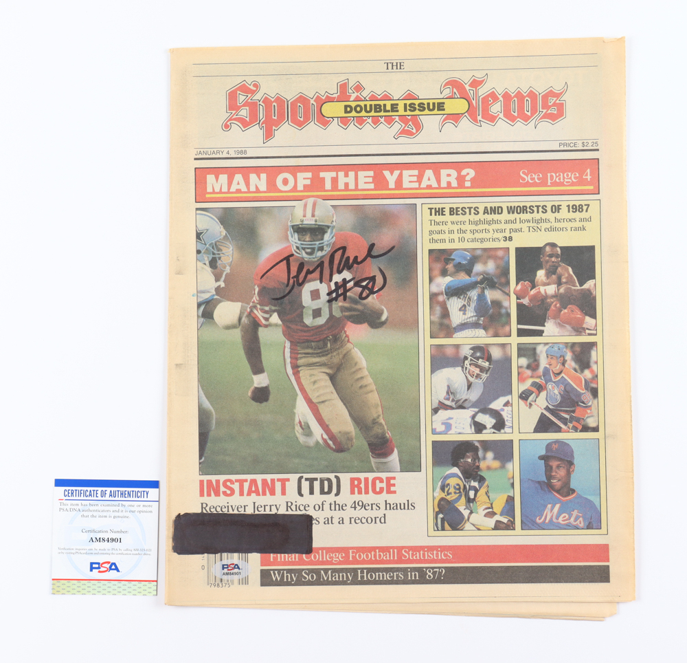 Jerry rice signed january 1988 the sporting news magazine cover psa