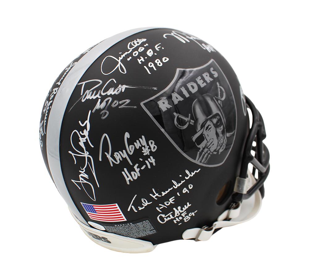 Raiders Greats Full-Size Authentic On-Field Helmet Signed By (20 with Jim Otto, Ray Guy, Art Shell, Dave Casper, Tom Flores (JSA) at PristineAuction.com Raiders Greats Full-Size Authentic On-Field Helmet Signed By (20 with Jim Otto, Ray Guy, Art Shell, Dave Casper, Tom Flores (JSA) at PristineAuction.com