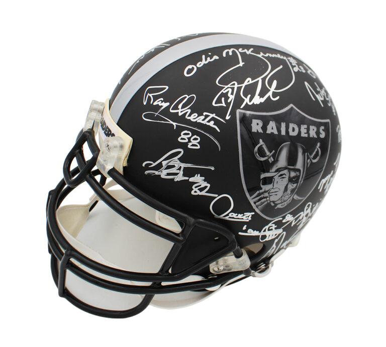 Raiders Greats Full-Size Authentic On-Field Helmet Signed By (20 with Jim Otto, Ray Guy, Art Shell, Dave Casper, Tom Flores (JSA) at PristineAuction.com Raiders Greats Full-Size Authentic On-Field Helmet Signed By (20 with Jim Otto, Ray Guy, Art Shell, Dave Casper, Tom Flores (JSA) at PristineAuction.com