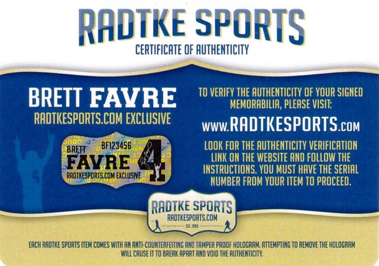 Brett Favre Signed LE Packers Full-Size Authentic On-Field Helmet Inscribed "Hall of Fame 2016" (Radtke) at PristineAuction.com Brett Favre Signed LE Packers Full-Size Authentic On-Field Helmet Inscribed "Hall of Fame 2016" (Radtke) at PristineAuction.com