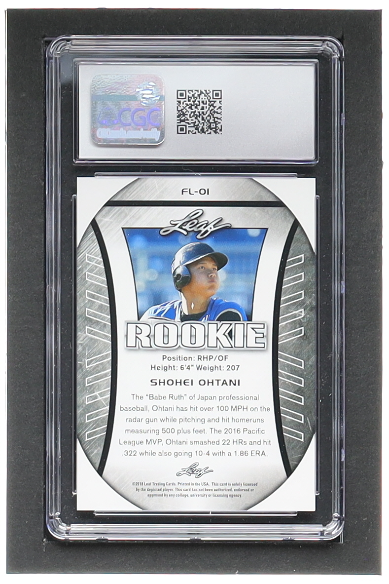 Shohei Ohtani 2018 Leaf Ohtani Rookie Exclusive Flag #FL01 (CGC 9.5) at PristineAuction.com Shohei Ohtani 2018 Leaf Ohtani Rookie Exclusive Flag #FL01 (CGC 9.5) at PristineAuction.com