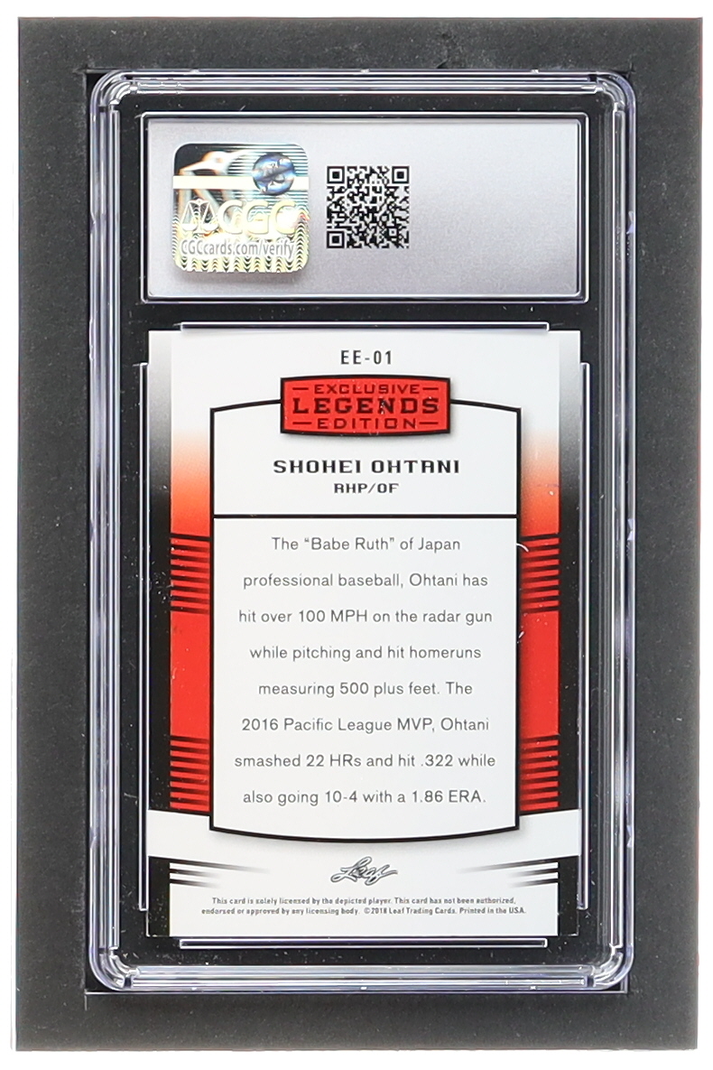 Shohei Ohtani 2018 Leaf Ohtani Legends Exclusive Edition #EE01 (CGC 8.5) at PristineAuction.com Shohei Ohtani 2018 Leaf Ohtani Legends Exclusive Edition #EE01 (CGC 8.5) at PristineAuction.com