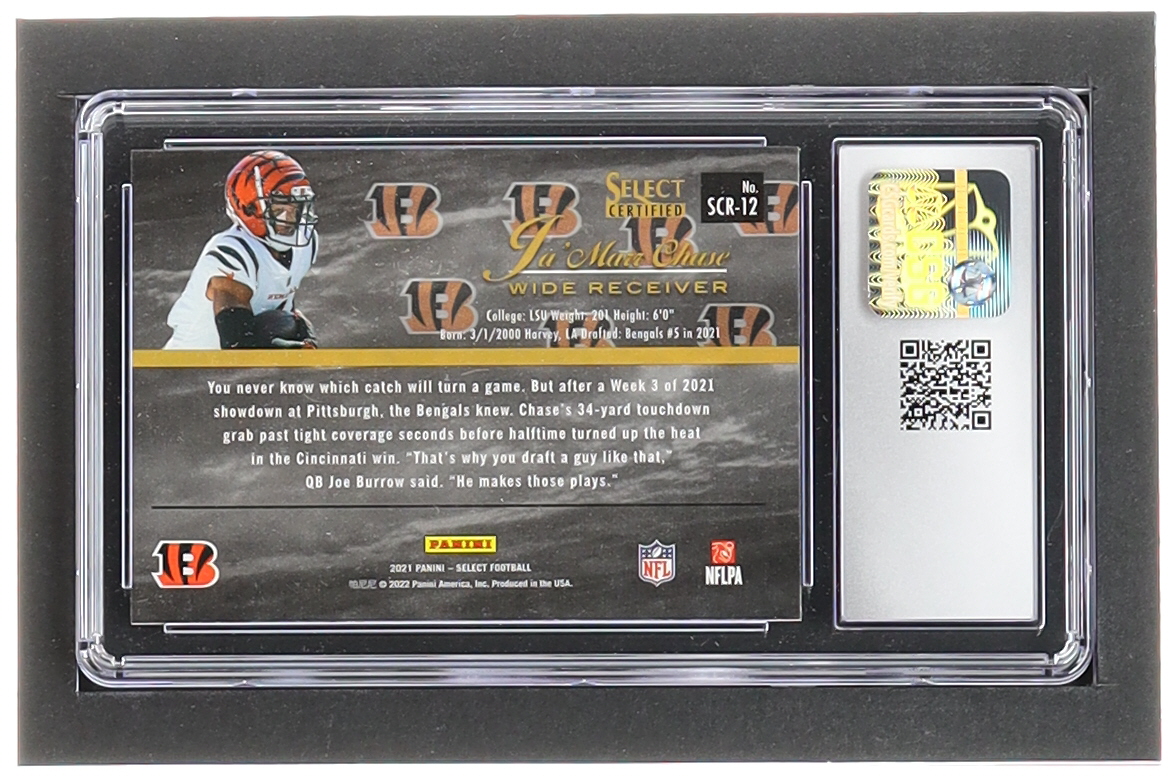 Ja'Marr Chase 2021 Select Select Certified Rookies #12 RC (CSG 8.5) at PristineAuction.com Ja'Marr Chase 2021 Select Select Certified Rookies #12 RC (CSG 8.5) at PristineAuction.com