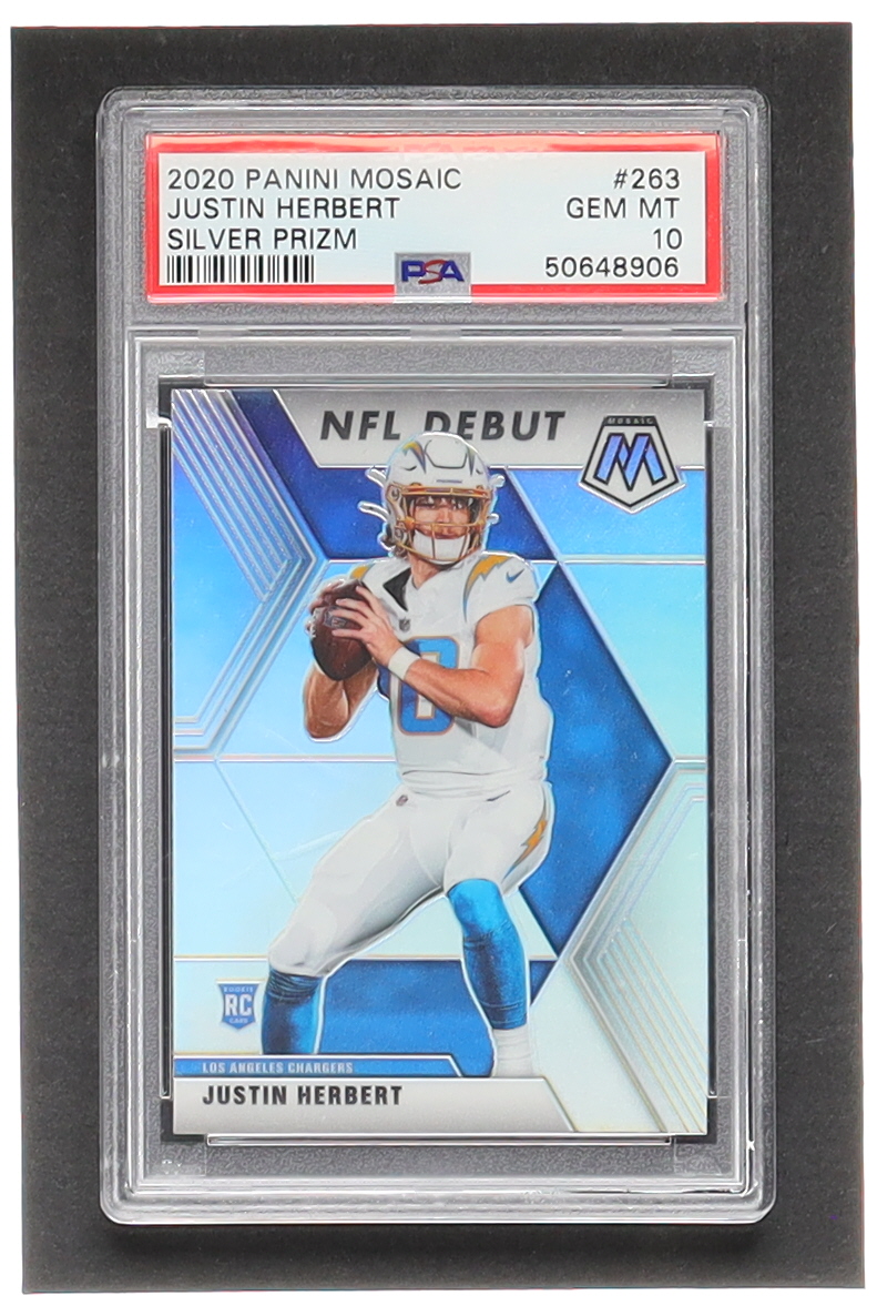 Justin Herbert 2020 Panini Mosaic Silver #263 DEB RC (PSA 10) at PristineAuction.com Justin Herbert 2020 Panini Mosaic Silver #263 DEB RC (PSA 10) at PristineAuction.com