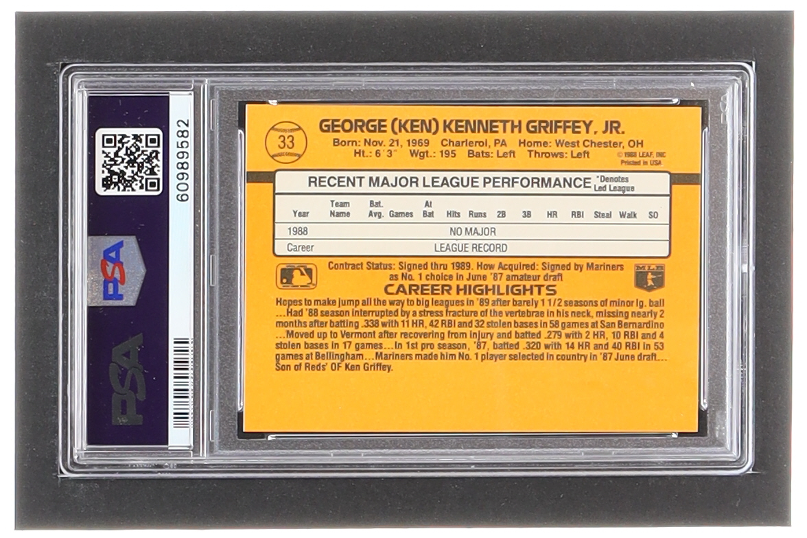 Ken Griffey Jr. 1989 Donruss #33 RR RC (PSA 8) at PristineAuction.com Ken Griffey Jr. 1989 Donruss #33 RR RC (PSA 8) at PristineAuction.com