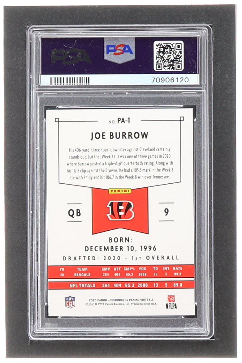 Joe Burrow 2020 Panini Pink #1 RC (PSA 9) at PristineAuction.com Joe Burrow 2020 Panini Pink #1 RC (PSA 9) at PristineAuction.com