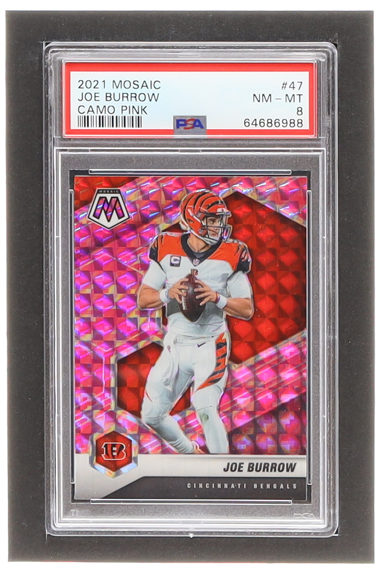 Joe Burrow 2021 Panini Mosaic Mosaic Camo Pink #47 (PSA 8) at PristineAuction.com Joe Burrow 2021 Panini Mosaic Mosaic Camo Pink #47 (PSA 8) at PristineAuction.com