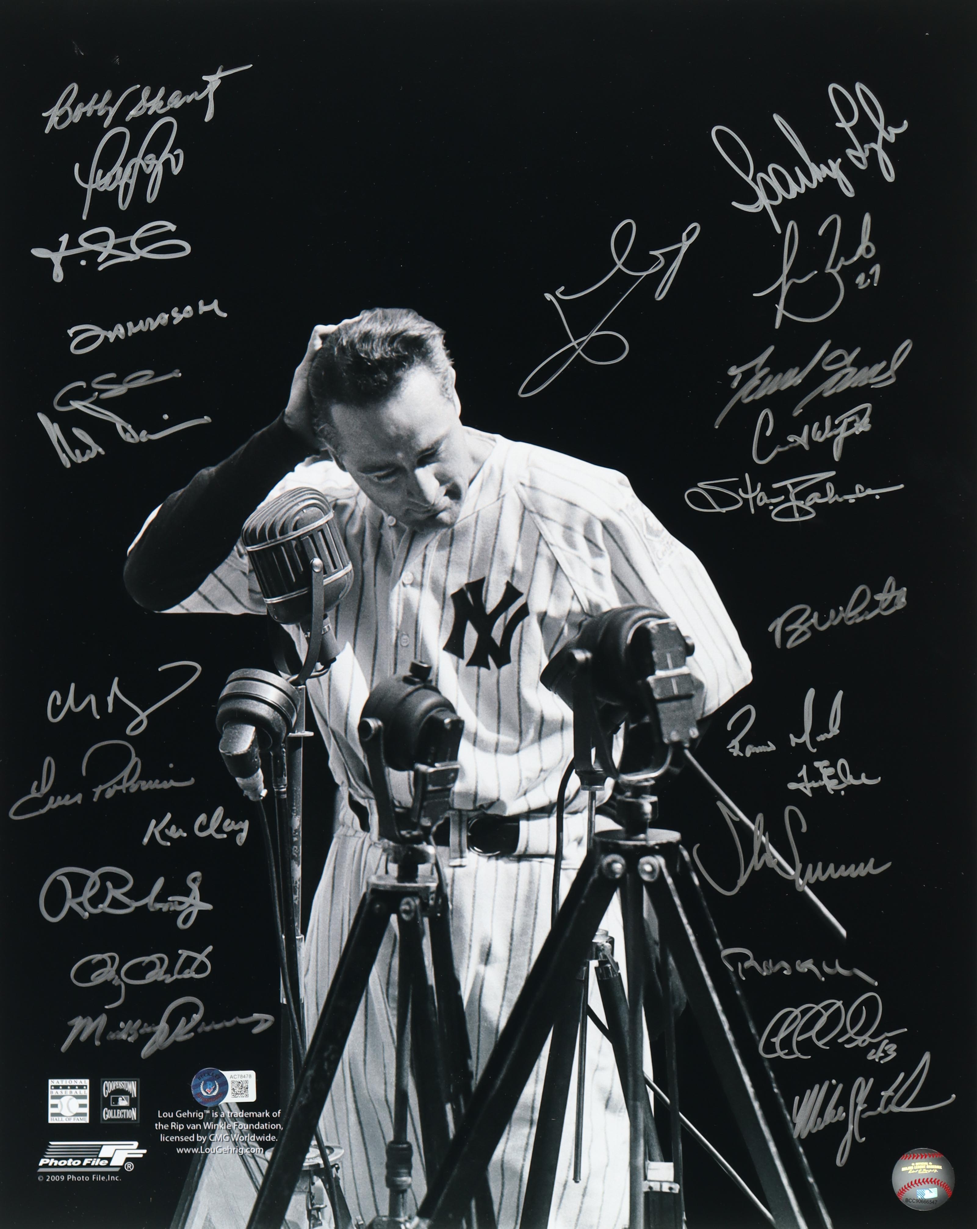 Yankees Greats 16x20 Photo Signed by (25) with Bobby Shantz, Luis Sojo, Freddy Garcia, Chili Davis (Beckett) at PristineAuction.com Yankees Greats 16x20 Photo Signed by (25) with Bobby Shantz, Luis Sojo, Freddy Garcia, Chili Davis (Beckett) at PristineAuction.com