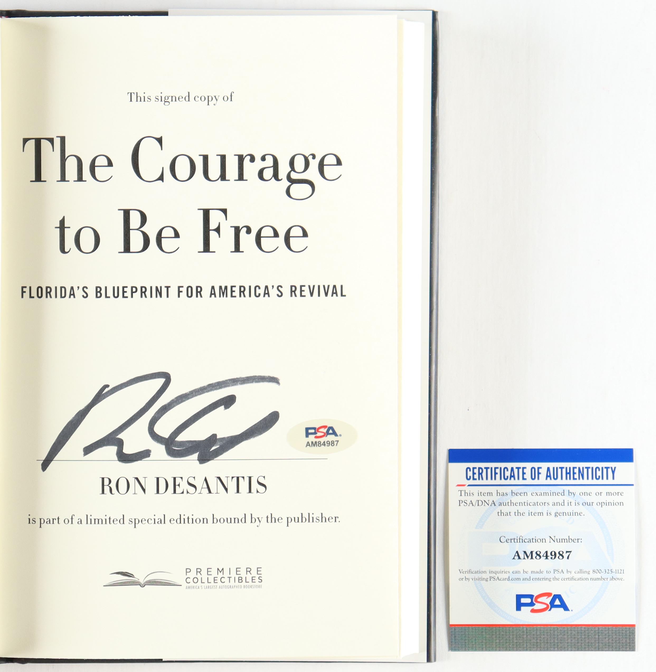 Ron DeSantis Signed "The Courage to be Free" Hard Cover Book (PSA) at PristineAuction.com Ron DeSantis Signed "The Courage to be Free" Hard Cover Book (PSA) at PristineAuction.com