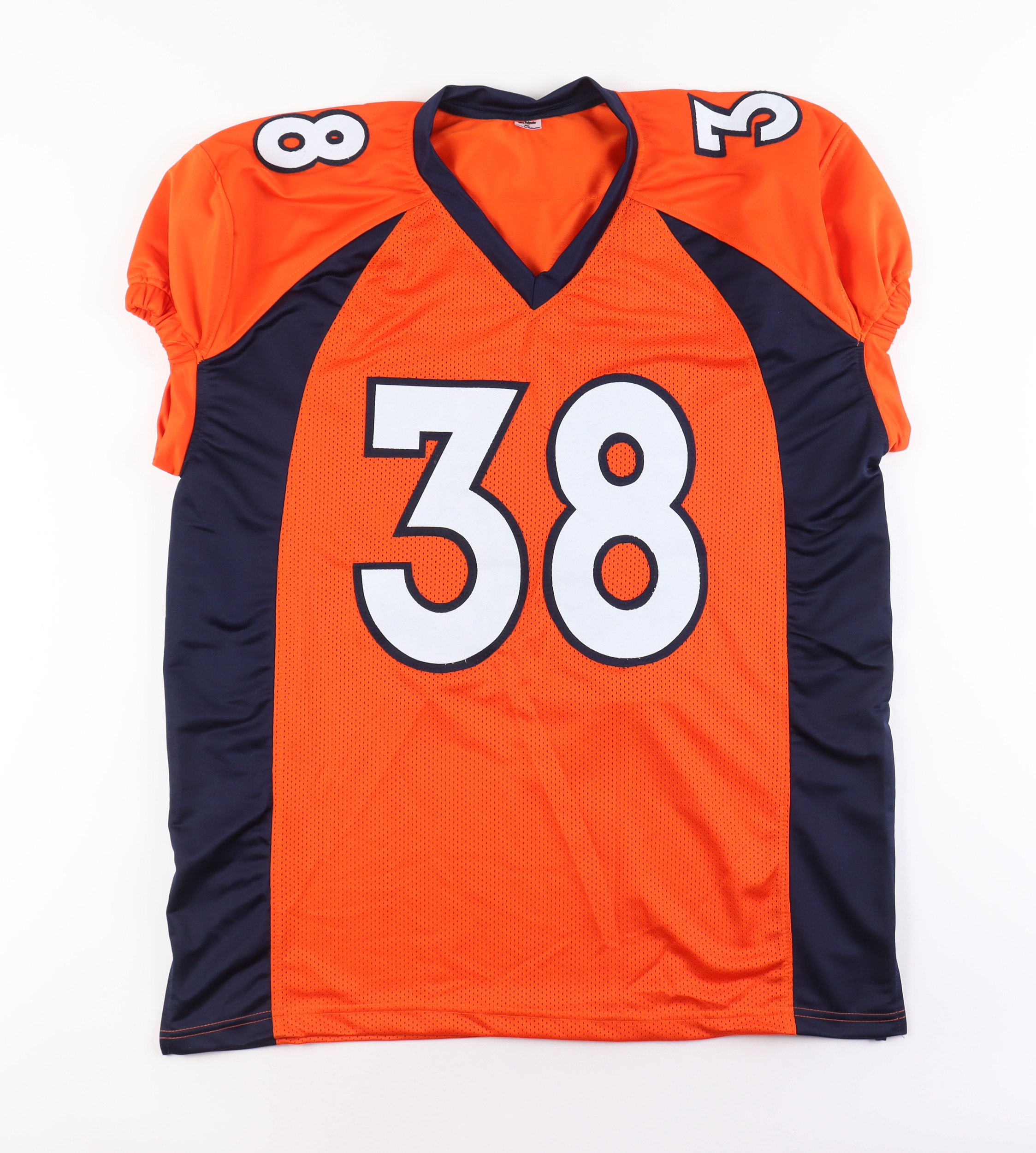 Jaleel McLaughlin Signed Jersey Inscribed "1st NFL TD 9-17-23" (JSA) at PristineAuction.com Jaleel McLaughlin Signed Jersey Inscribed "1st NFL TD 9-17-23" (JSA) at PristineAuction.com