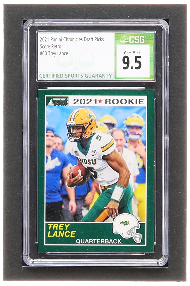 Trey Lance 2021 Panini Chronicles Draft Picks Score Retro #60 RC (CSG 9.5) at PristineAuction.com Trey Lance 2021 Panini Chronicles Draft Picks Score Retro #60 RC (CSG 9.5) at PristineAuction.com