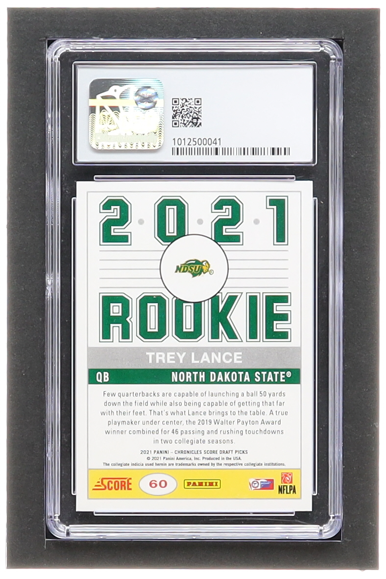 Trey Lance 2021 Panini Chronicles Draft Picks Score Retro #60 RC (CSG 9.5) at PristineAuction.com Trey Lance 2021 Panini Chronicles Draft Picks Score Retro #60 RC (CSG 9.5) at PristineAuction.com
