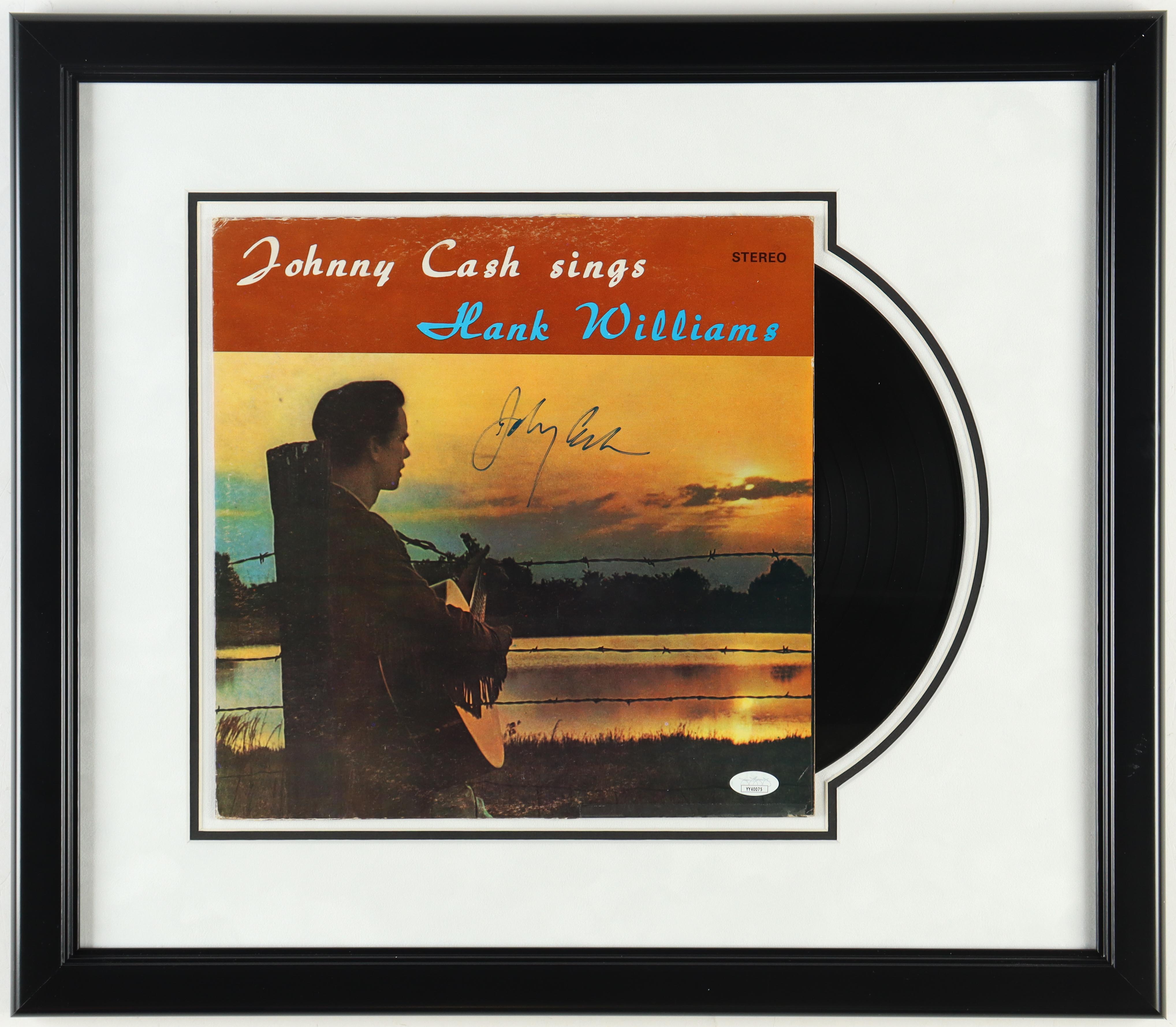 Johnny Cash Signed Custom Framed "Johnny Cash Sings Hank Williams" Vinyl Album Cover Display (JSA) at PristineAuction.com Johnny Cash Signed Custom Framed "Johnny Cash Sings Hank Williams" Vinyl Album Cover Display (JSA) at PristineAuction.com