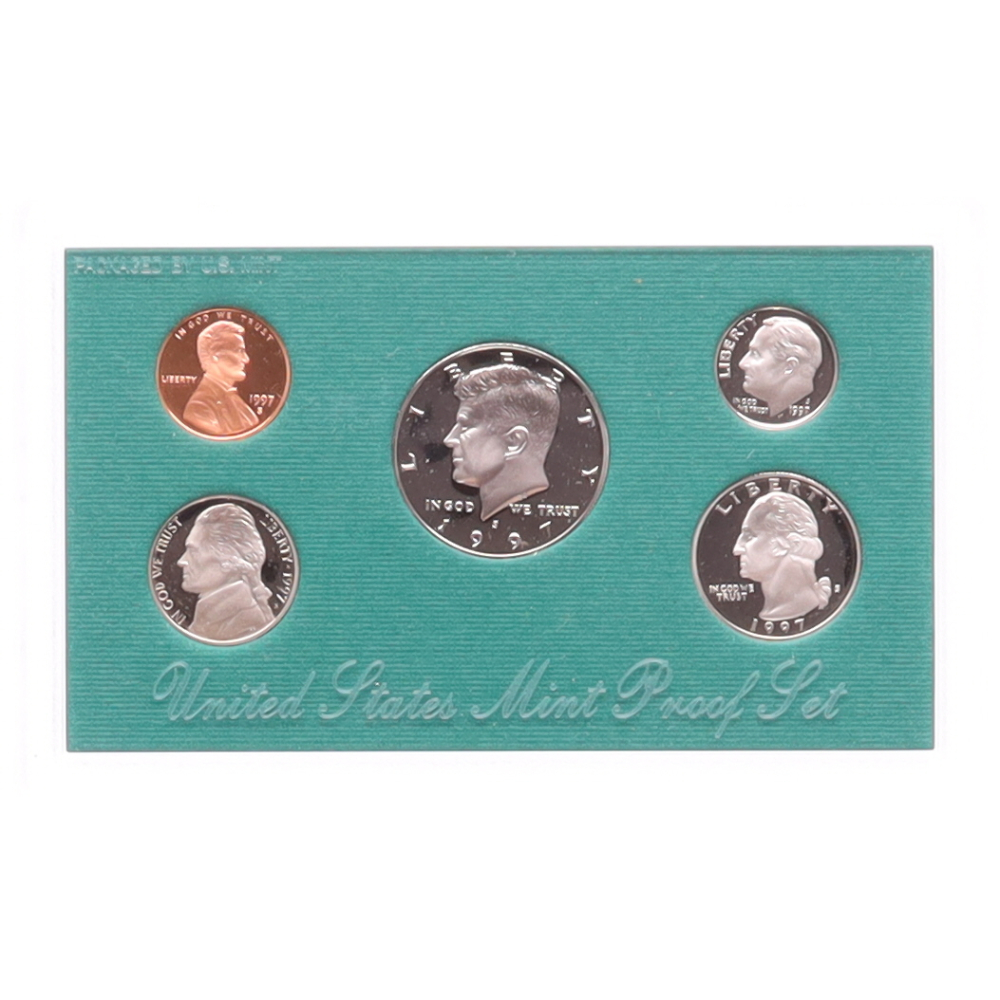 1997-s-united-states-mint-proof-set-with-5-coins-pristine-auction