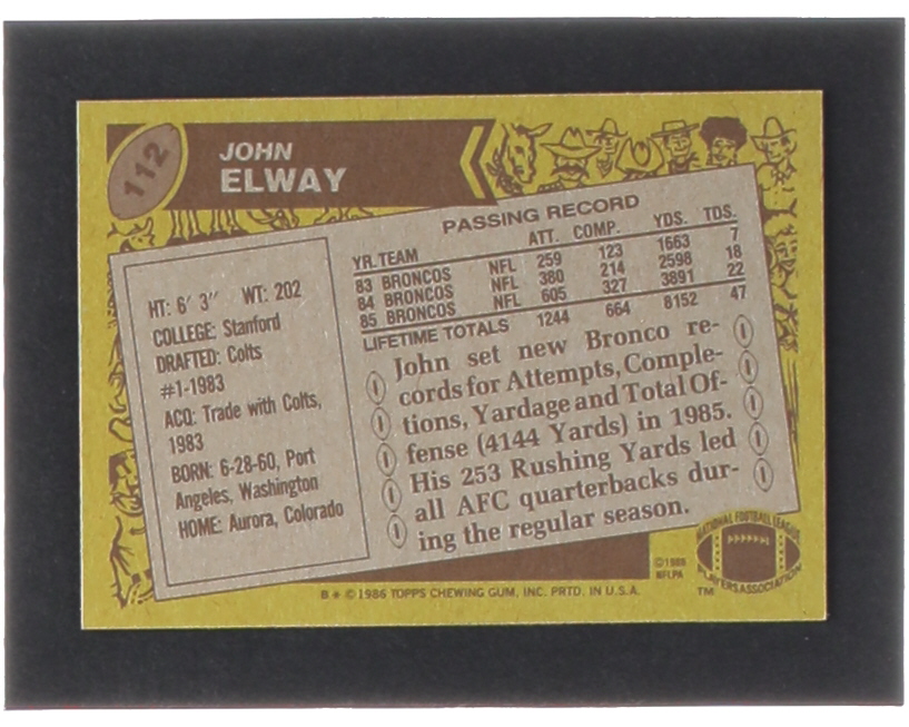John Elway 1986 Topps #112 at PristineAuction.com John Elway 1986 Topps #112 at PristineAuction.com