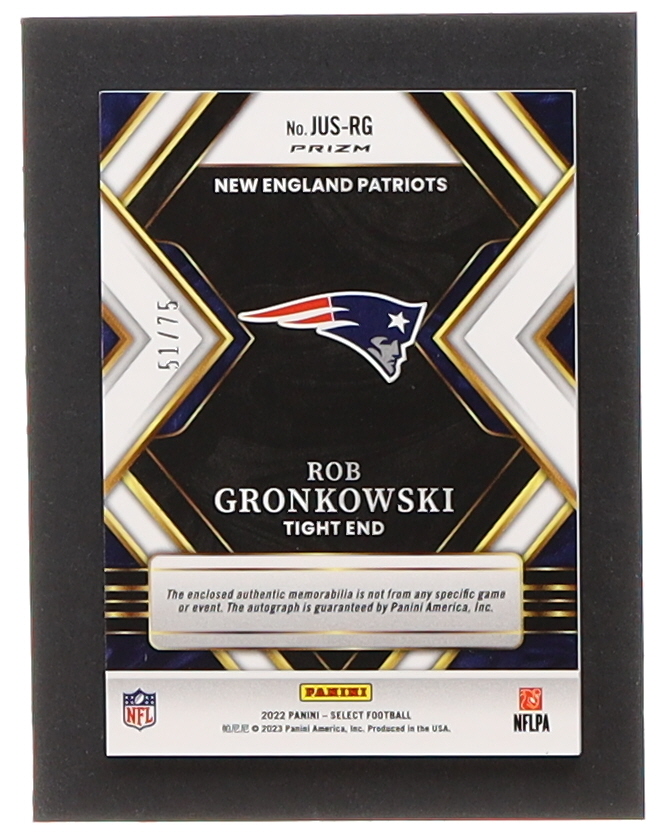 Rob Gronkowski 2022 Select Jumbo Signature Swatches Prizm White #5 #51/75 at PristineAuction.com Rob Gronkowski 2022 Select Jumbo Signature Swatches Prizm White #5 #51/75 at PristineAuction.com