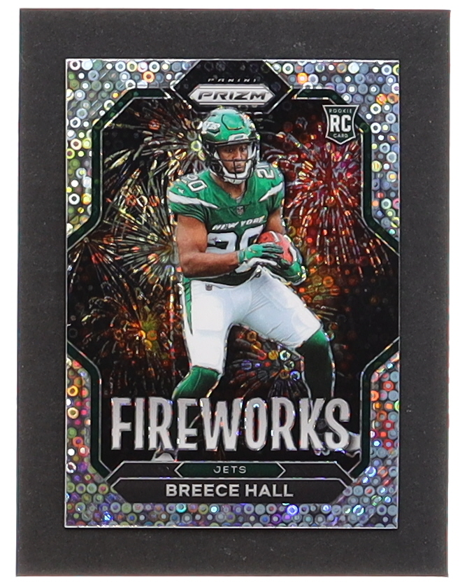 Breece Hall 2022 Panini Prizm Fireworks Prizms No Huddle #24 RC at PristineAuction.com Breece Hall 2022 Panini Prizm Fireworks Prizms No Huddle #24 RC at PristineAuction.com