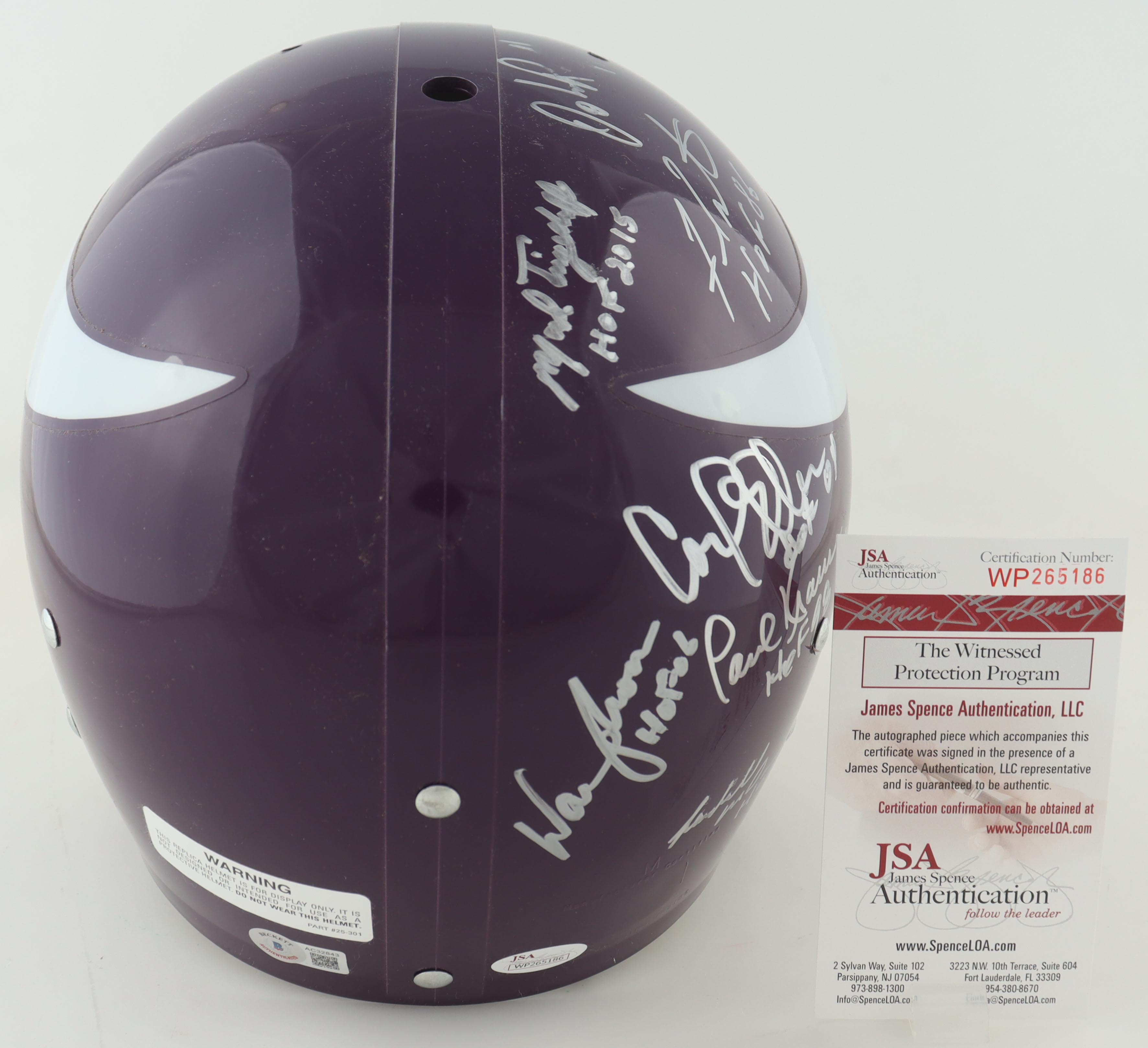 Vikings Full-Size Throwback Helmet Signed By (11) With Warren Moon, Paul Krause, Randy Moss, Cris Carter With Multiple Inscriptions (Beckett) at PristineAuction.com Vikings Full-Size Throwback Helmet Signed By (11) With Warren Moon, Paul Krause, Randy Moss, Cris Carter With Multiple Inscriptions (Beckett) at PristineAuction.com