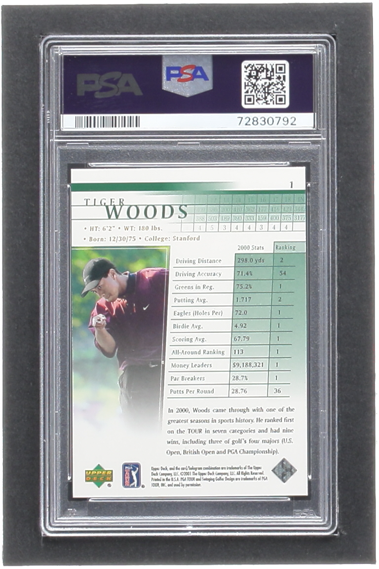 Tiger Woods 2001 Upper Deck #1 RC (PSA 9) at PristineAuction.com Tiger Woods 2001 Upper Deck #1 RC (PSA 9) at PristineAuction.com